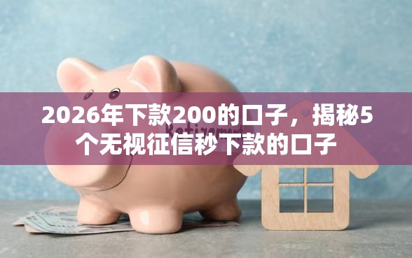 2026年下款200的口子，揭秘5个无视征信秒下款的口子