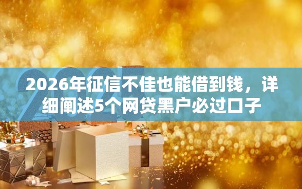 2026年征信不佳也能借到钱，详细阐述5个网贷黑户必过口子