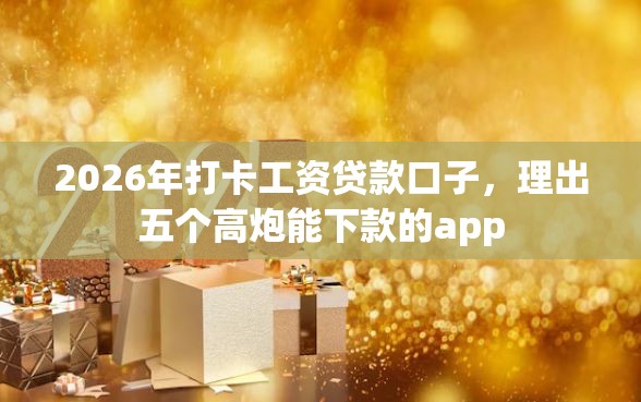 2026年打卡工资贷款口子，理出五个高炮能下款的app