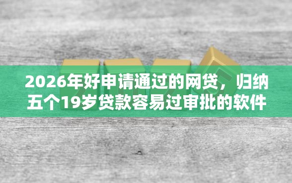 2026年好申请通过的网贷，归纳五个19岁贷款容易过审批的软件