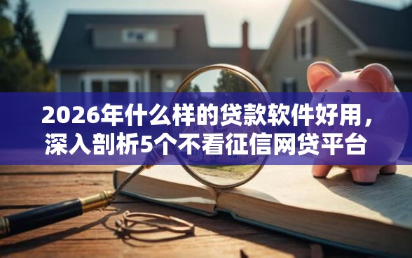 2026年什么样的贷款软件好用，深入剖析5个不看征信网贷平台放款快的软件