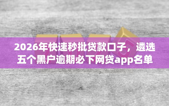 2026年快速秒批贷款口子，遴选五个黑户逾期必下网贷app名单