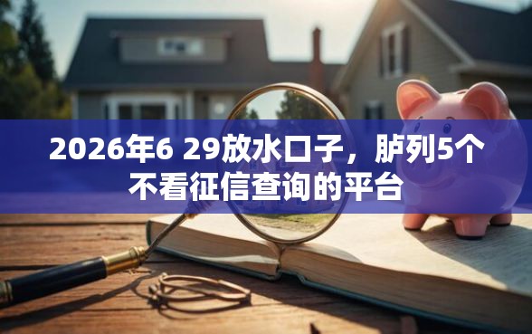 2026年6 29放水口子，胪列5个不看征信查询的平台