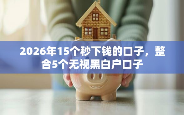 2026年15个秒下钱的口子，整合5个无视黑白户口子