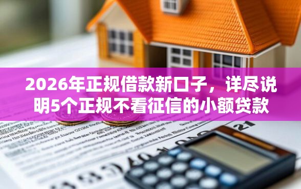 2026年正规借款新口子，详尽说明5个正规不看征信的小额贷款软件