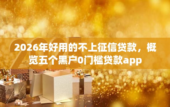 2026年好用的不上征信贷款，概览五个黑户0门槛贷款app