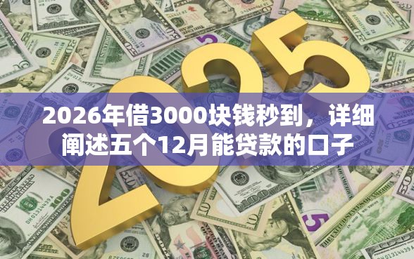 2026年借3000块钱秒到，详细阐述五个12月能贷款的口子