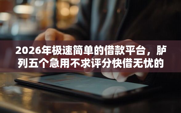 2026年极速简单的借款平台，胪列五个急用不求评分快借无忧的软件