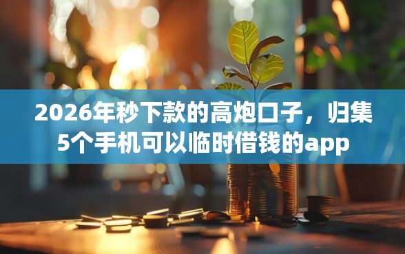2026年秒下款的高炮口子，归集5个手机可以临时借钱的app