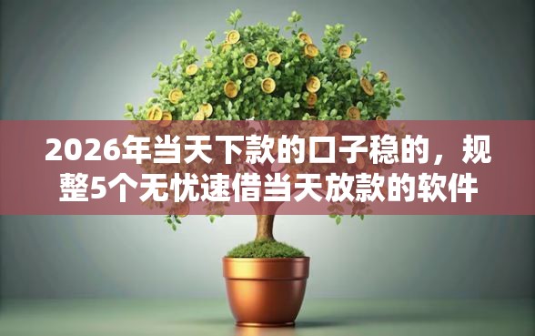 2026年当天下款的口子稳的，规整5个无忧速借当天放款的软件