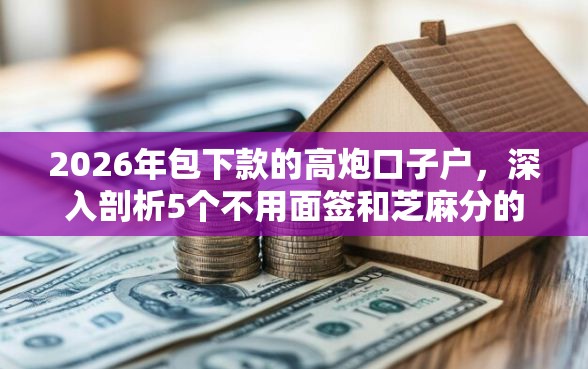 2026年包下款的高炮口子户，深入剖析5个不用面签和芝麻分的贷款口子