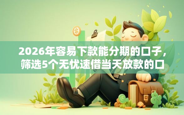 2026年容易下款能分期的口子，筛选5个无忧速借当天放款的口子