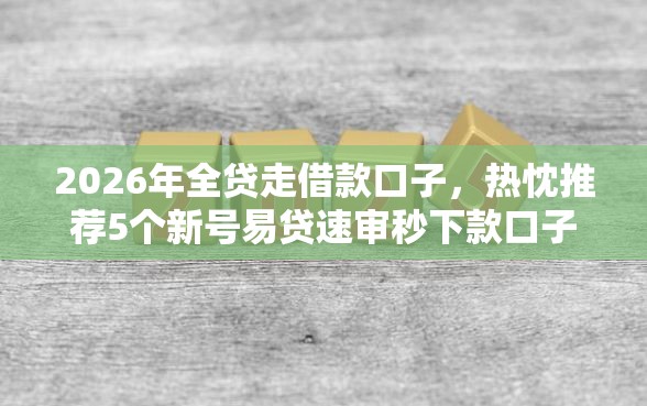 2026年全贷走借款口子，热忱推荐5个新号易贷速审秒下款口子