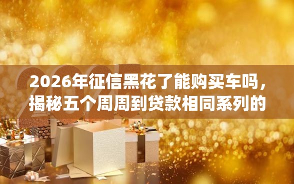 2026年征信黑花了能购买车吗，揭秘五个周周到贷款相同系列的app