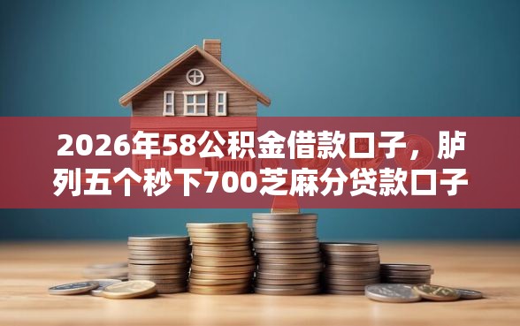 2026年58公积金借款口子，胪列五个秒下700芝麻分贷款口子
