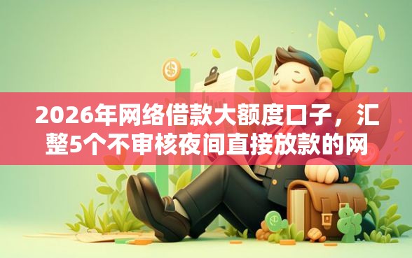 2026年网络借款大额度口子，汇整5个不审核夜间直接放款的网贷软件