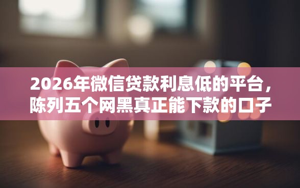 2026年微信贷款利息低的平台，陈列五个网黑真正能下款的口子
