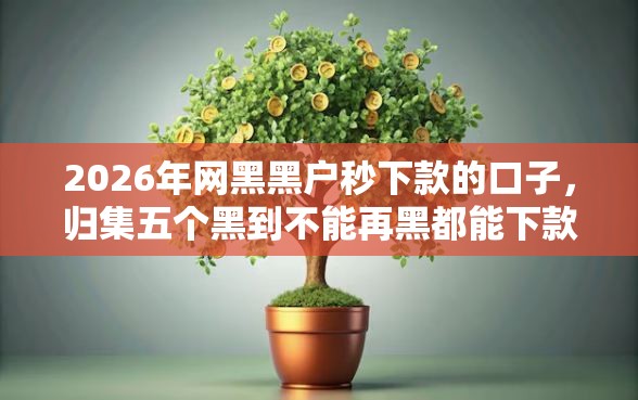 2026年网黑黑户秒下款的口子，归集五个黑到不能再黑都能下款的口子