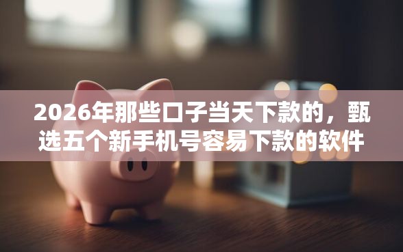 2026年那些口子当天下款的，甄选五个新手机号容易下款的软件