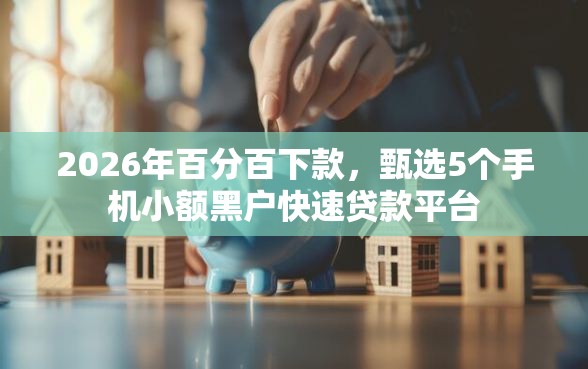2026年百分百下款，甄选5个手机小额黑户快速贷款平台