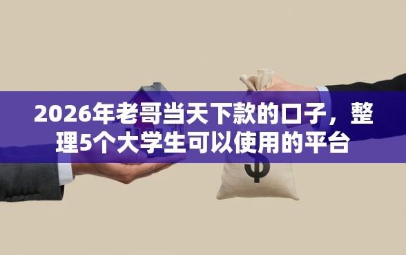 2026年老哥当天下款的口子，整理5个大学生可以使用的平台