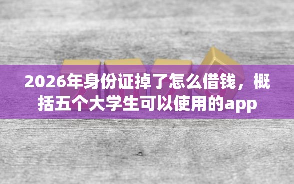 2026年身份证掉了怎么借钱，概括五个大学生可以使用的app