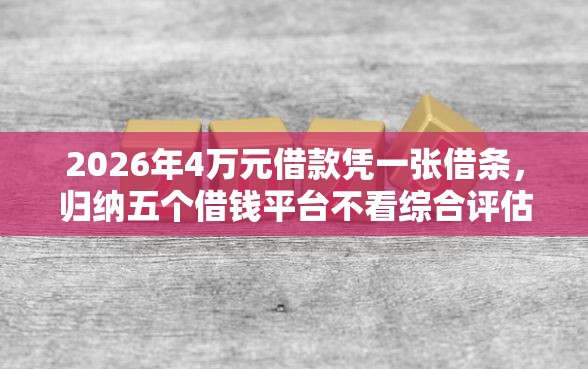 2026年4万元借款凭一张借条，归纳五个借钱平台不看综合评估的口子