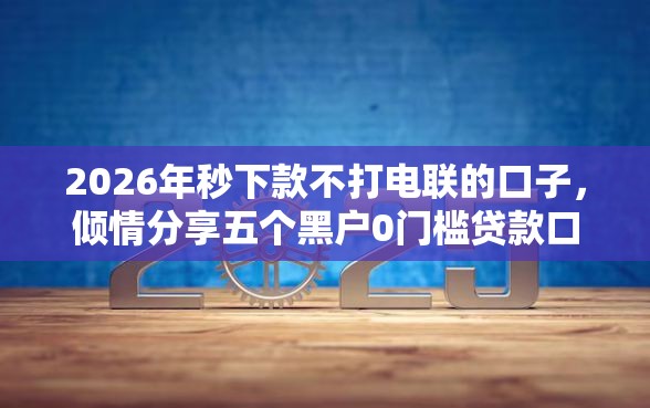 2026年秒下款不打电联的口子，倾情分享五个黑户0门槛贷款口子