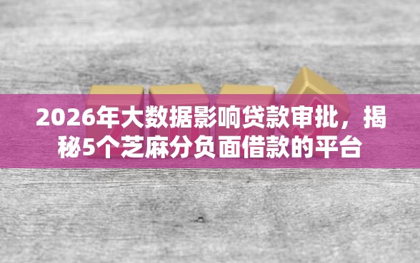 2026年大数据影响贷款审批，揭秘5个芝麻分负面借款的平台