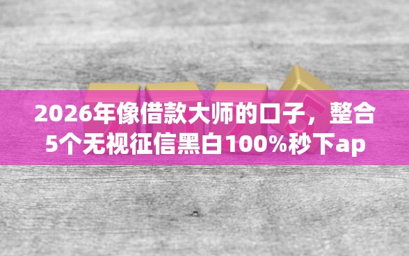 2026年像借款大师的口子，整合5个无视征信黑白100%秒下app