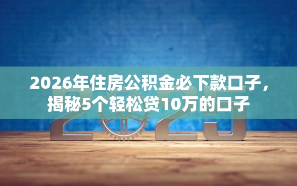 2026年住房公积金必下款口子，揭秘5个轻松贷10万的口子