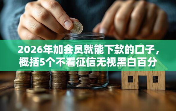 2026年加会员就能下款的口子，概括5个不看征信无视黑白百分百下款网贷平台
