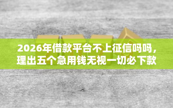 2026年借款平台不上征信吗吗，理出五个急用钱无视一切必下款的口子