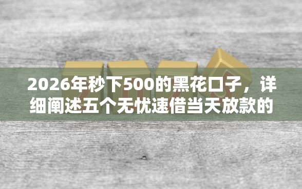 2026年秒下500的黑花口子，详细阐述五个无忧速借当天放款的口子