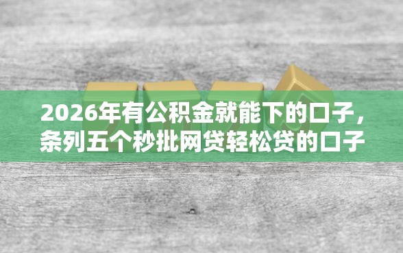 2026年有公积金就能下的口子，条列五个秒批网贷轻松贷的口子