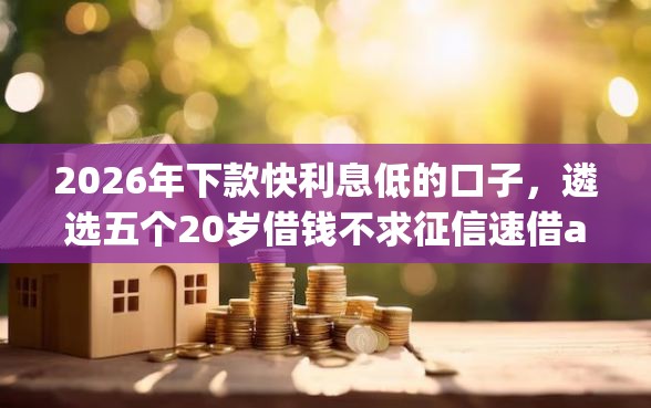 2026年下款快利息低的口子，遴选五个20岁借钱不求征信速借app