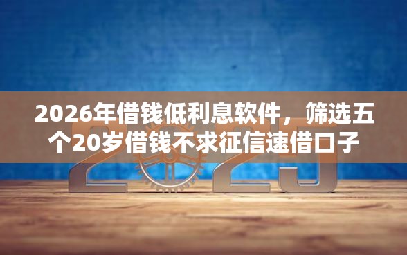 2026年借钱低利息软件，筛选五个20岁借钱不求征信速借口子