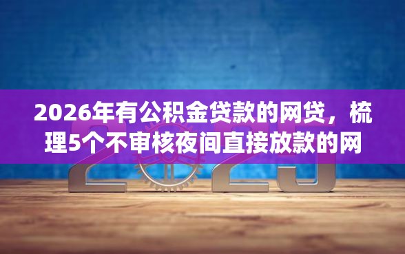 2026年有公积金贷款的网贷，梳理5个不审核夜间直接放款的网贷app