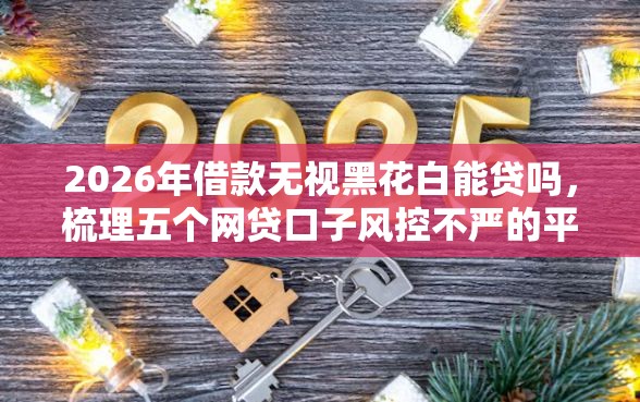 2026年借款无视黑花白能贷吗，梳理五个网贷口子风控不严的平台
