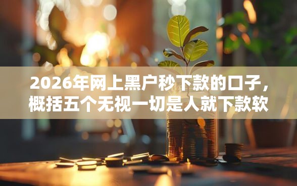2026年网上黑户秒下款的口子，概括五个无视一切是人就下款软件