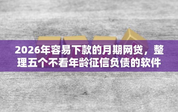 2026年容易下款的月期网贷，整理五个不看年龄征信负债的软件