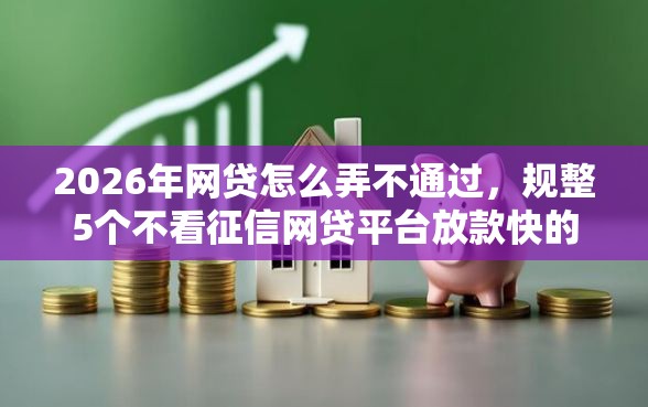 2026年网贷怎么弄不通过，规整5个不看征信网贷平台放款快的平台