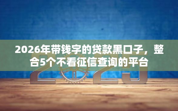 2026年带钱字的贷款黑口子，整合5个不看征信查询的平台