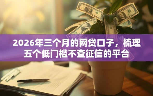 2026年三个月的网贷口子，梳理五个低门槛不查征信的平台