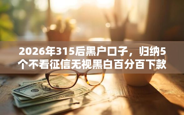 2026年315后黑户口子，归纳5个不看征信无视黑白百分百下款网贷平台