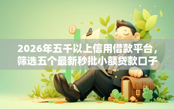 2026年五千以上信用借款平台，筛选五个最新秒批小额贷款口子