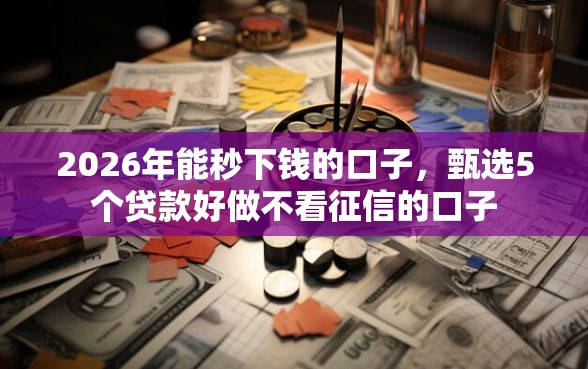 2026年能秒下钱的口子，甄选5个贷款好做不看征信的口子