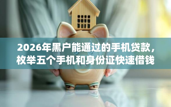 2026年黑户能通过的手机贷款，枚举五个手机和身份证快速借钱app