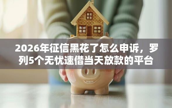 2026年征信黑花了怎么申诉，罗列5个无忧速借当天放款的平台