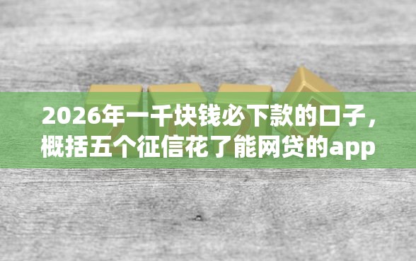 2026年一千块钱必下款的口子，概括五个征信花了能网贷的app